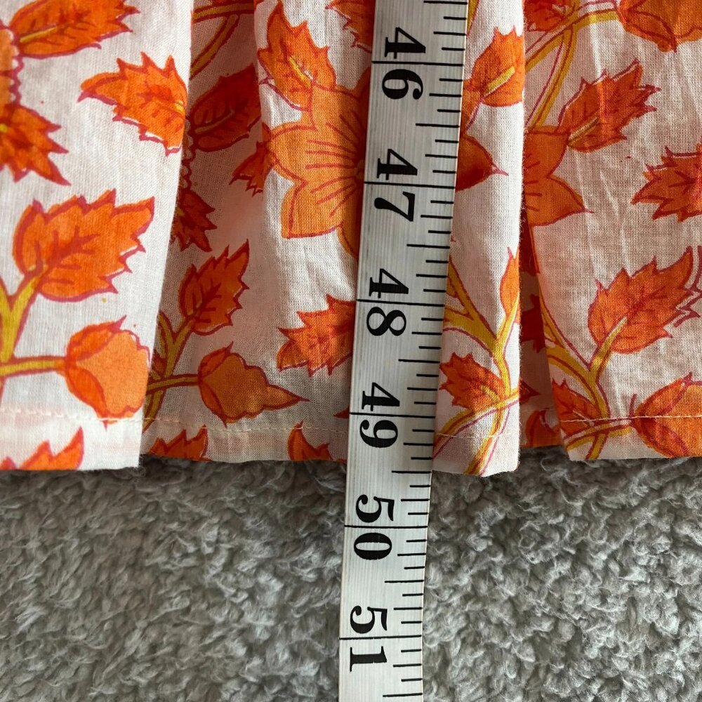 Victoria Dunn Dress Womens Floral Fit Flare Tie Sleeves Tiered Orange - Picture 7 of 12